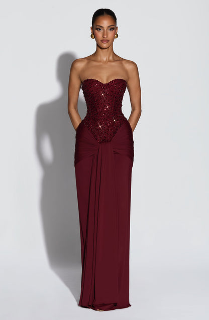 Carina Maxi Dress in Burgundy