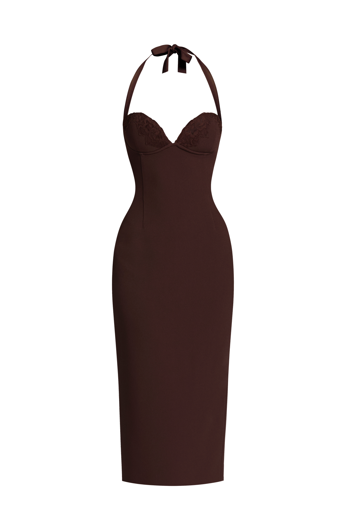 Cassiana Midi Dress in Plum Brown