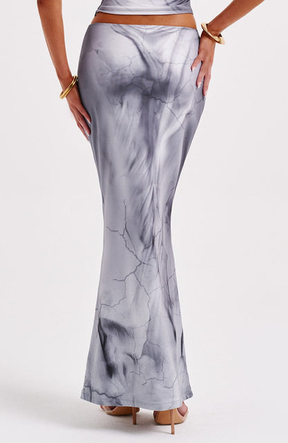 Charmelle Maxi Skirt in Grey Body Print