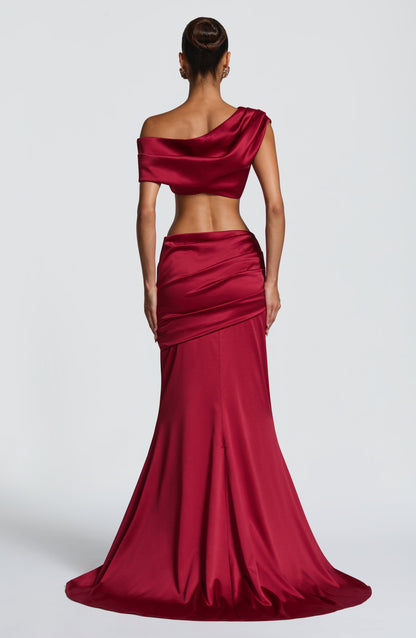 Claudine Maxi Skirt in Burgundy