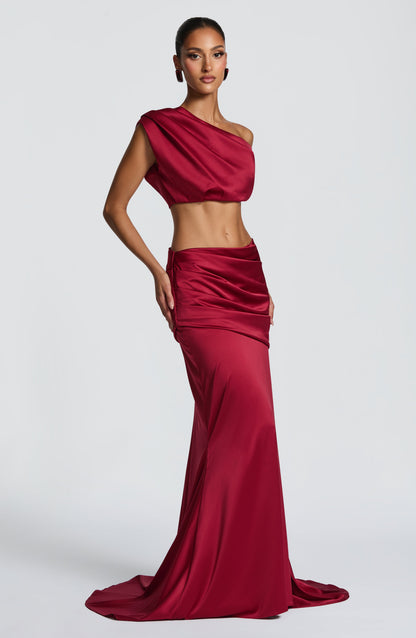 Claudine Maxi Skirt in Burgundy