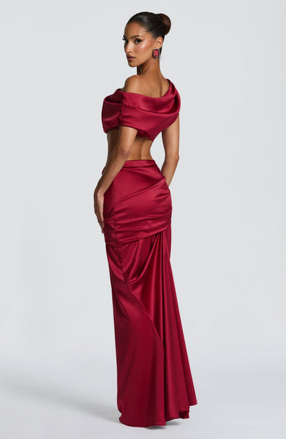 Claudine Maxi Skirt in Burgundy