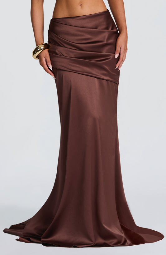 Claudine Maxi Skirt in Plum Brown