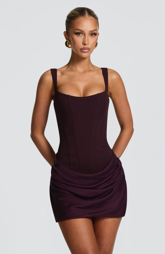 Cornessa Mini Dress in Plum