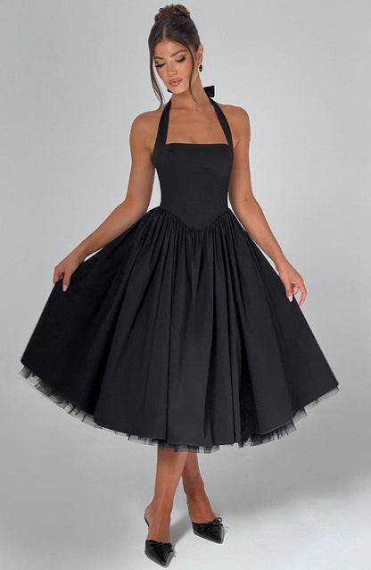 Cressia Midi Dress in Black