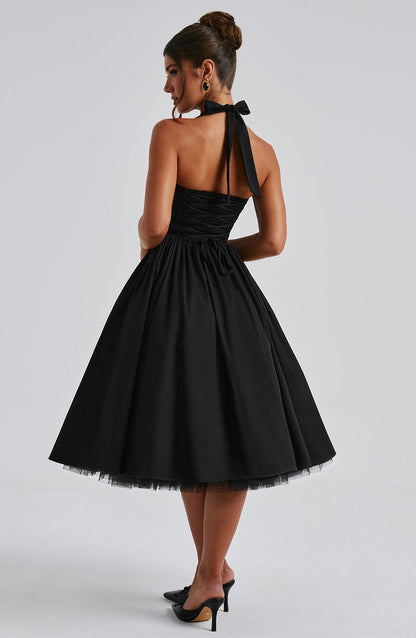 Cressia Midi Dress in Black