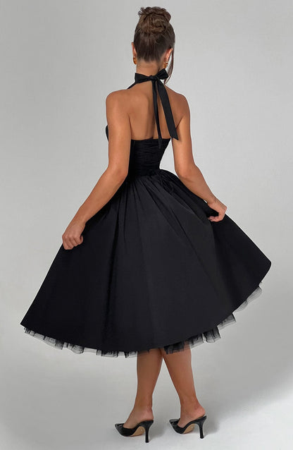 Cressia Midi Dress in Black
