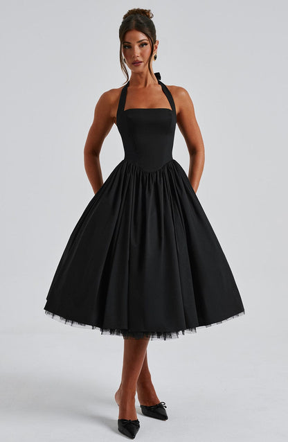 Cressia Midi Dress in Black