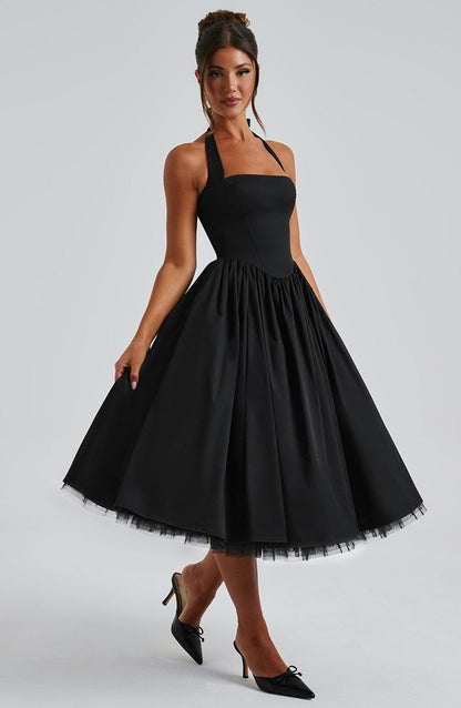 Cressia Midi Dress in Black