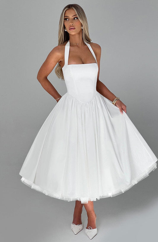 Cressia Midi Dress in Ivory