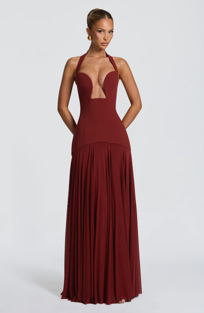 Cyrenna Maxi Dress in Deep Rust