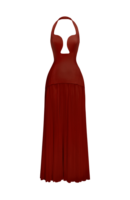 Cyrenna Maxi Dress in Deep Rust