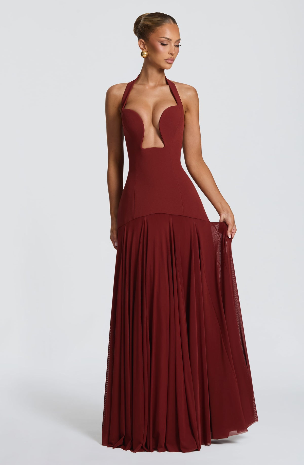 Cyrenna Maxi Dress in Deep Rust