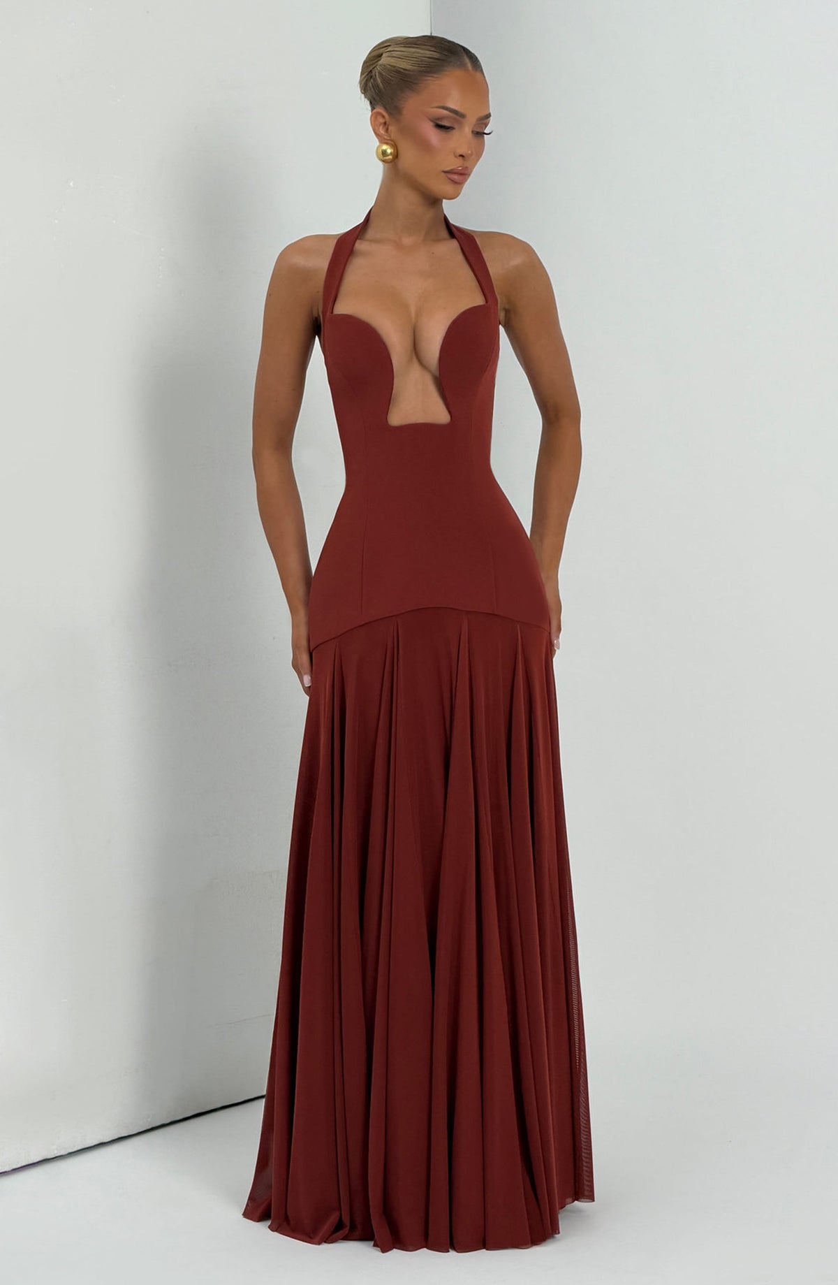 Cyrenna Maxi Dress in Deep Rust