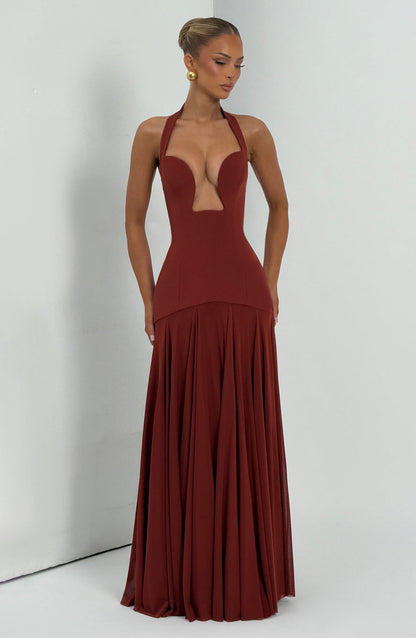 Cyrenna Maxi Dress in Deep Rust