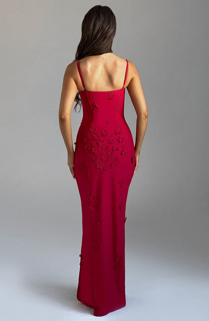 Dalyra Maxi Dress in Red Lined