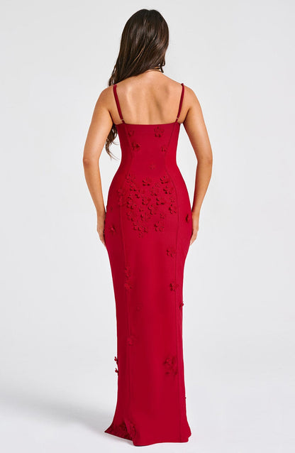 Dalyra Maxi Dress in Red Lined