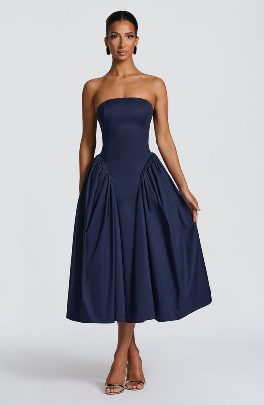Darlena Midi Dress in Navy