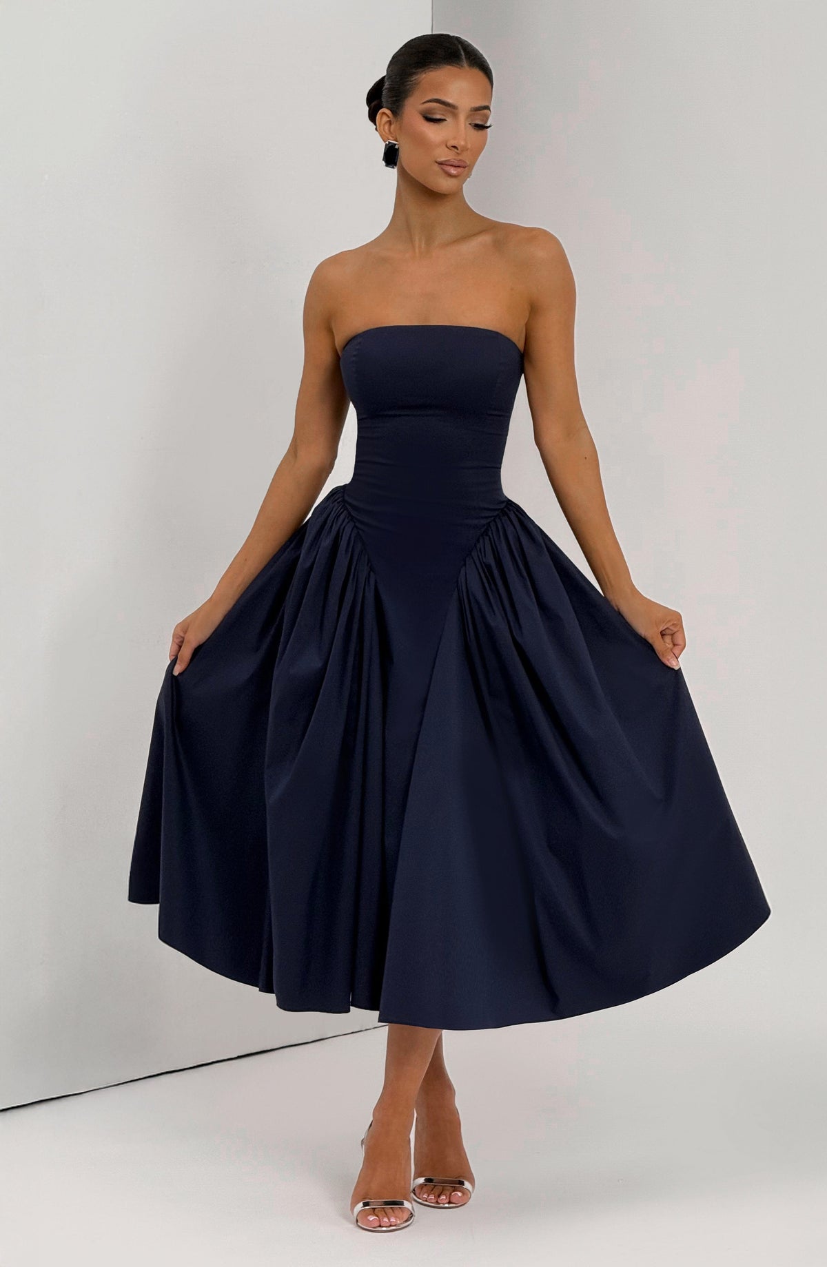 Darlena Midi Dress in Navy