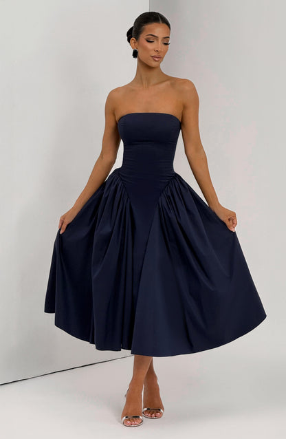 Darlena Midi Dress in Navy
