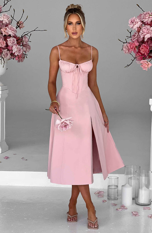 Deandra Midi Dress in Blush