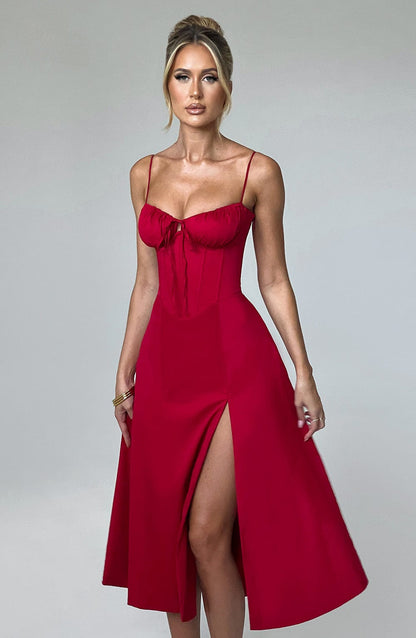 Deandra Midi Dress in Red