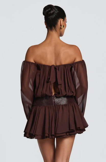Dejana Playsuit in Plum Brown