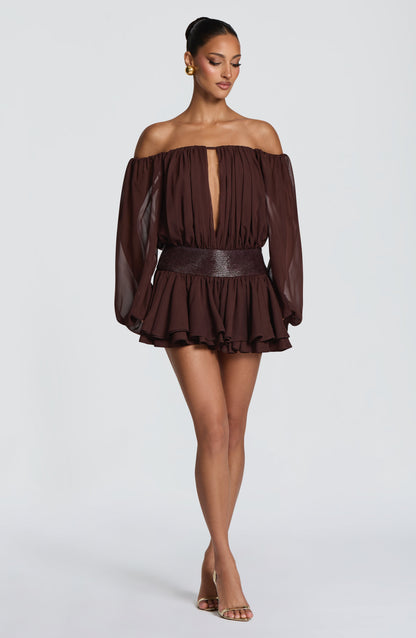 Dejana Playsuit in Plum Brown