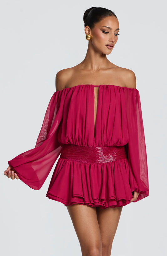 Dejana Playsuit in Raspberry