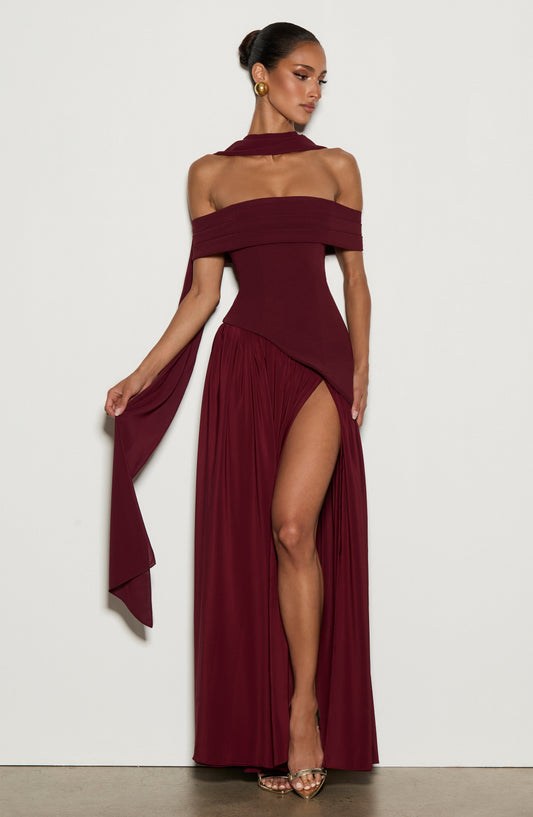 Delilia Maxi Dress in Cherry Lacquer