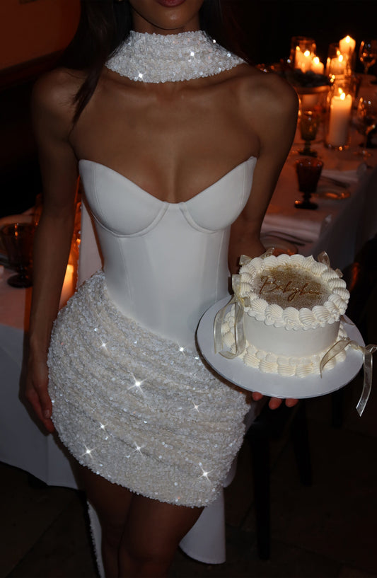 Denisa Mini Dress in Ivory