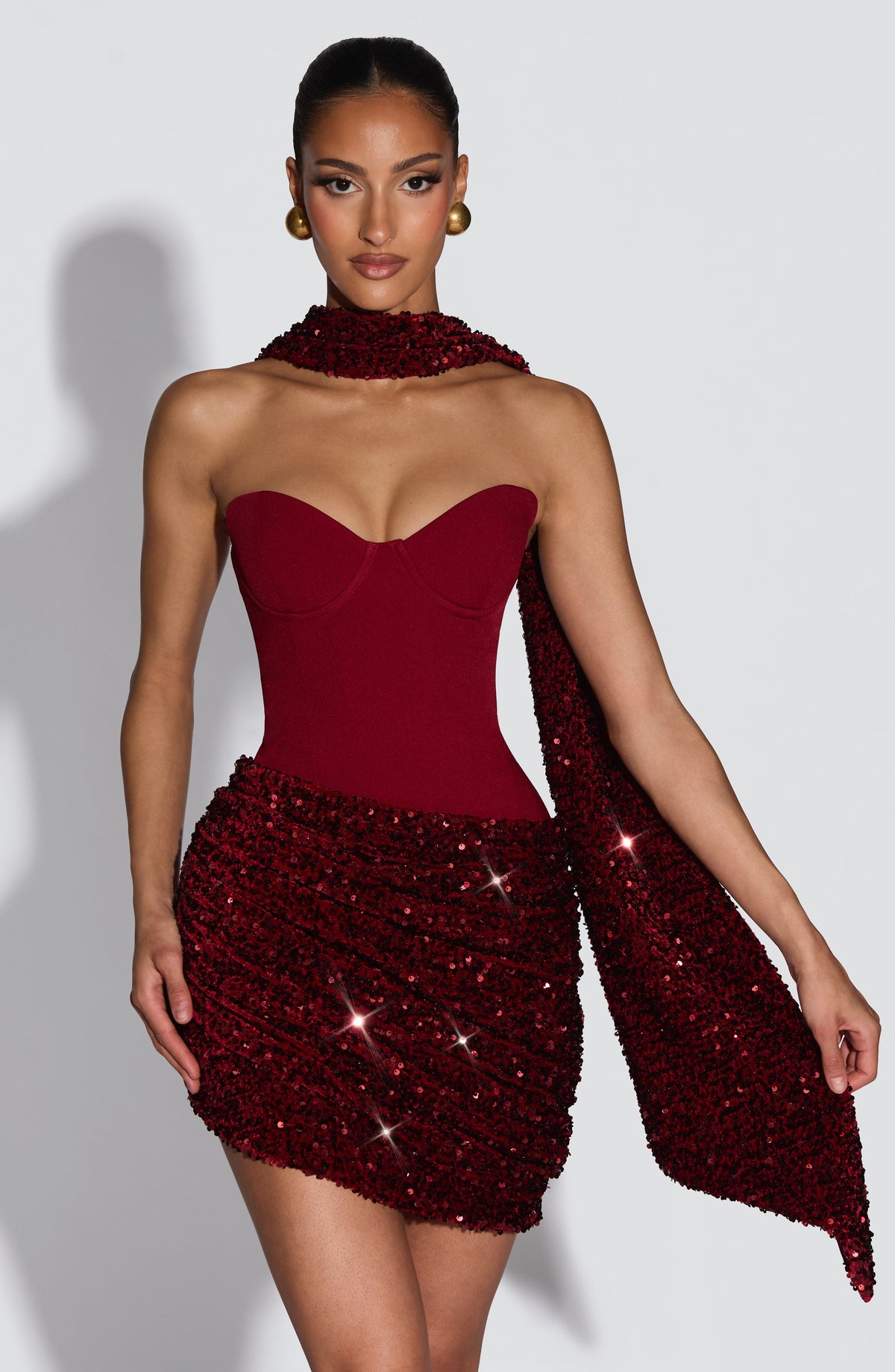Denisa Mini Dress in Wine