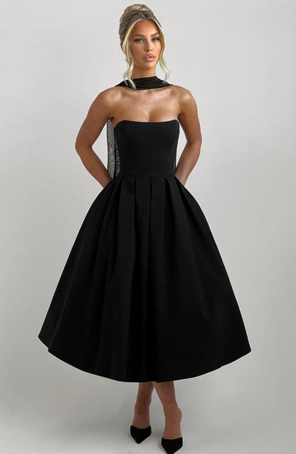 Editha Midi Dress in Black