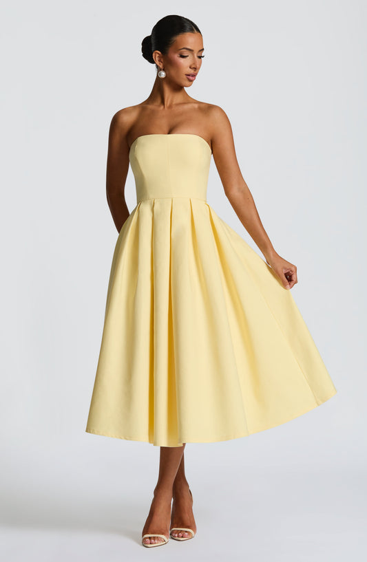 Editha Midi Dress in Lemon