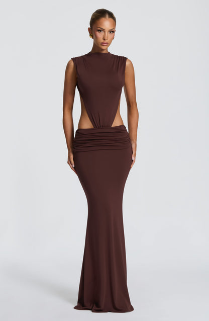 Fenwyn Maxi Dress in Plum Brown