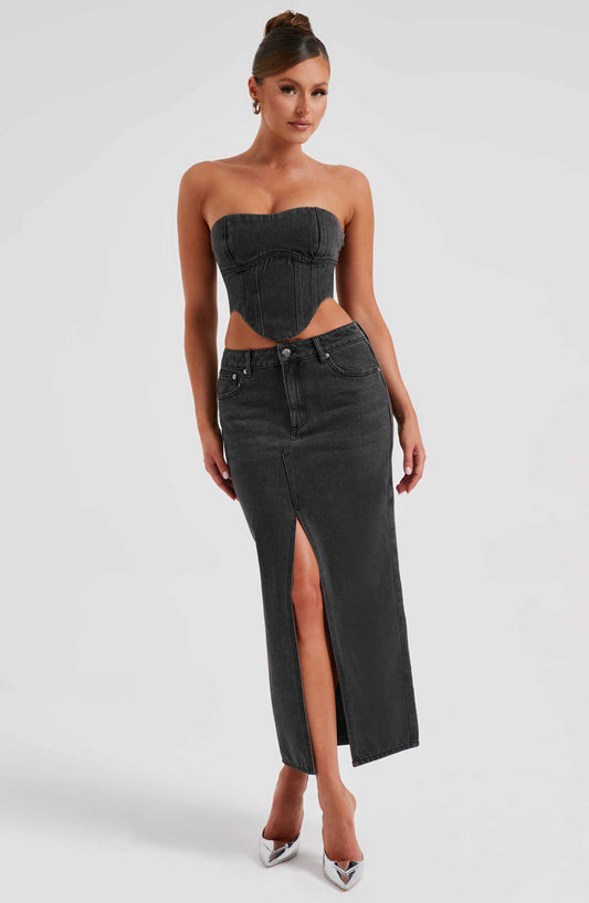 Flora Maxi Skirt in Black