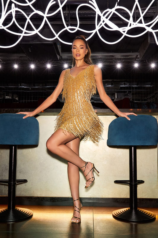 Ginevra Mini Dress in Gold