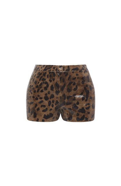 Goldina Shorts in Sequin Leopard Print
