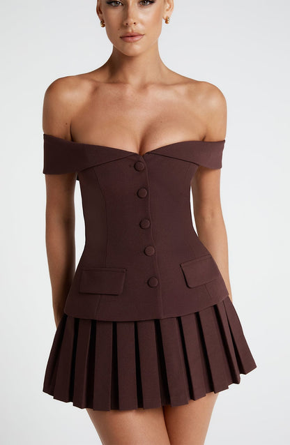 Gretchel Mini Skirt in Plum Brown