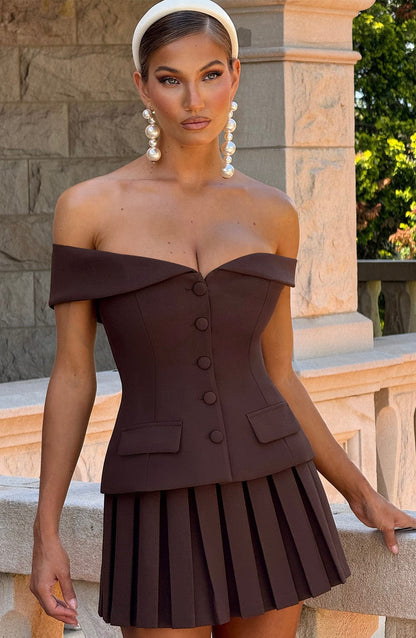 Gretchel Mini Skirt in Plum Brown