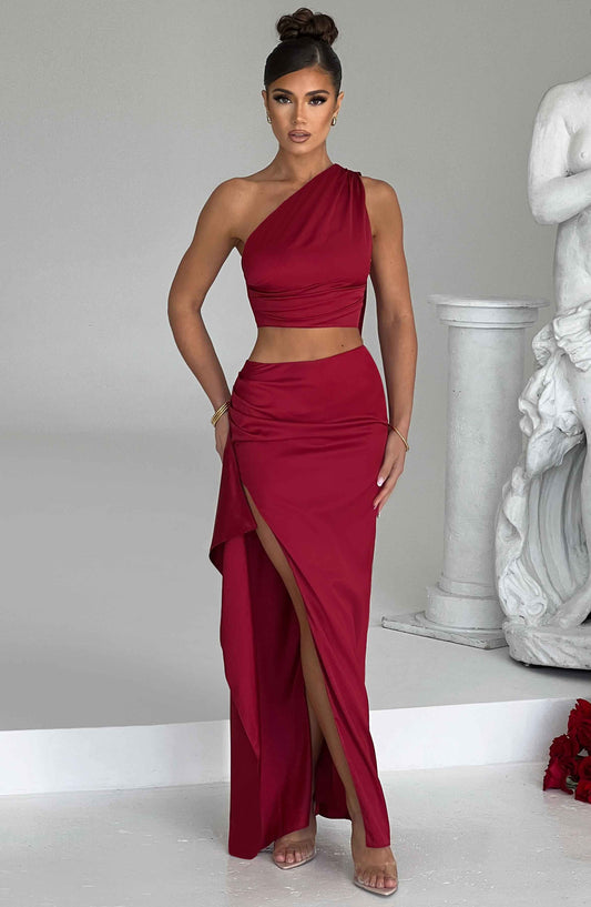 Halsea Maxi Skirt in Wine