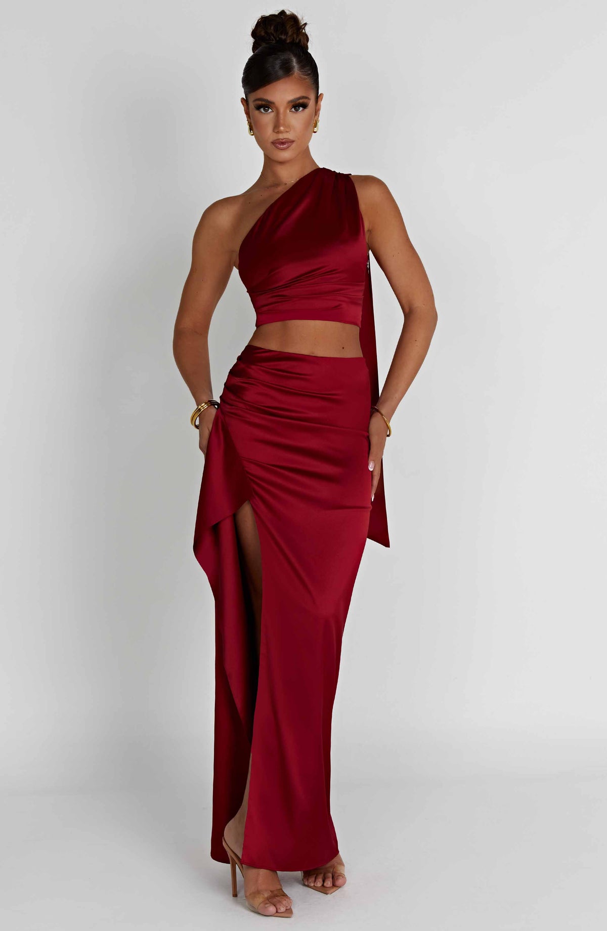 Halsea Maxi Skirt in Wine