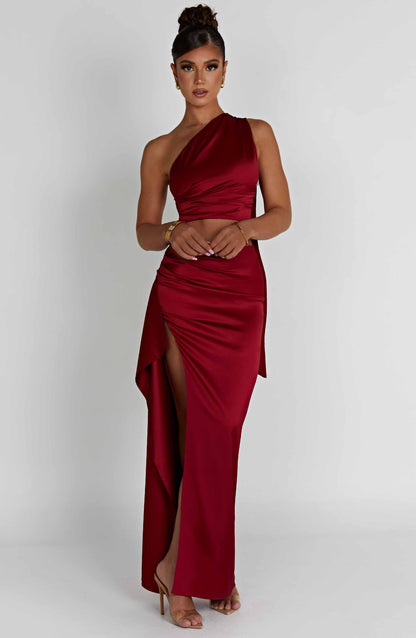 Halsea Maxi Skirt in Wine