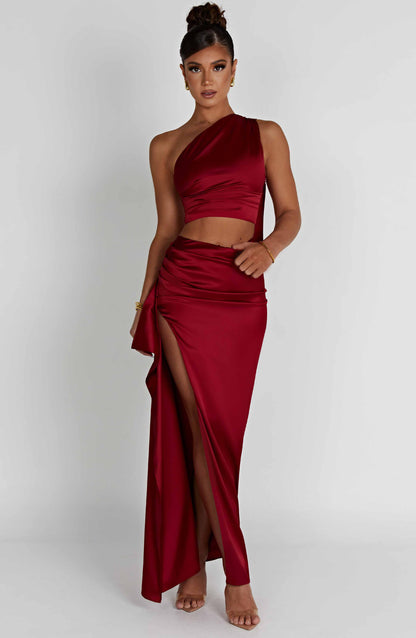 Halsea Maxi Skirt in Wine