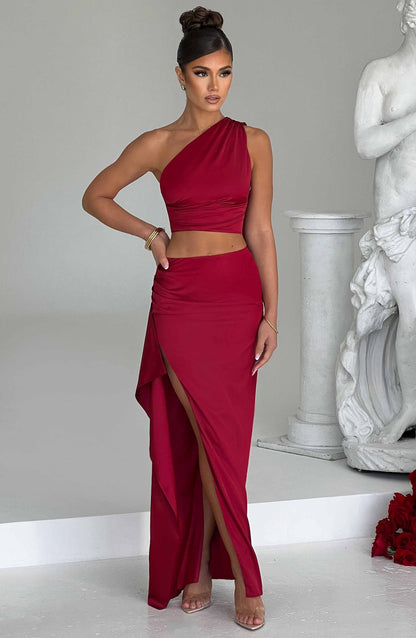 Halsea Maxi Skirt in Wine