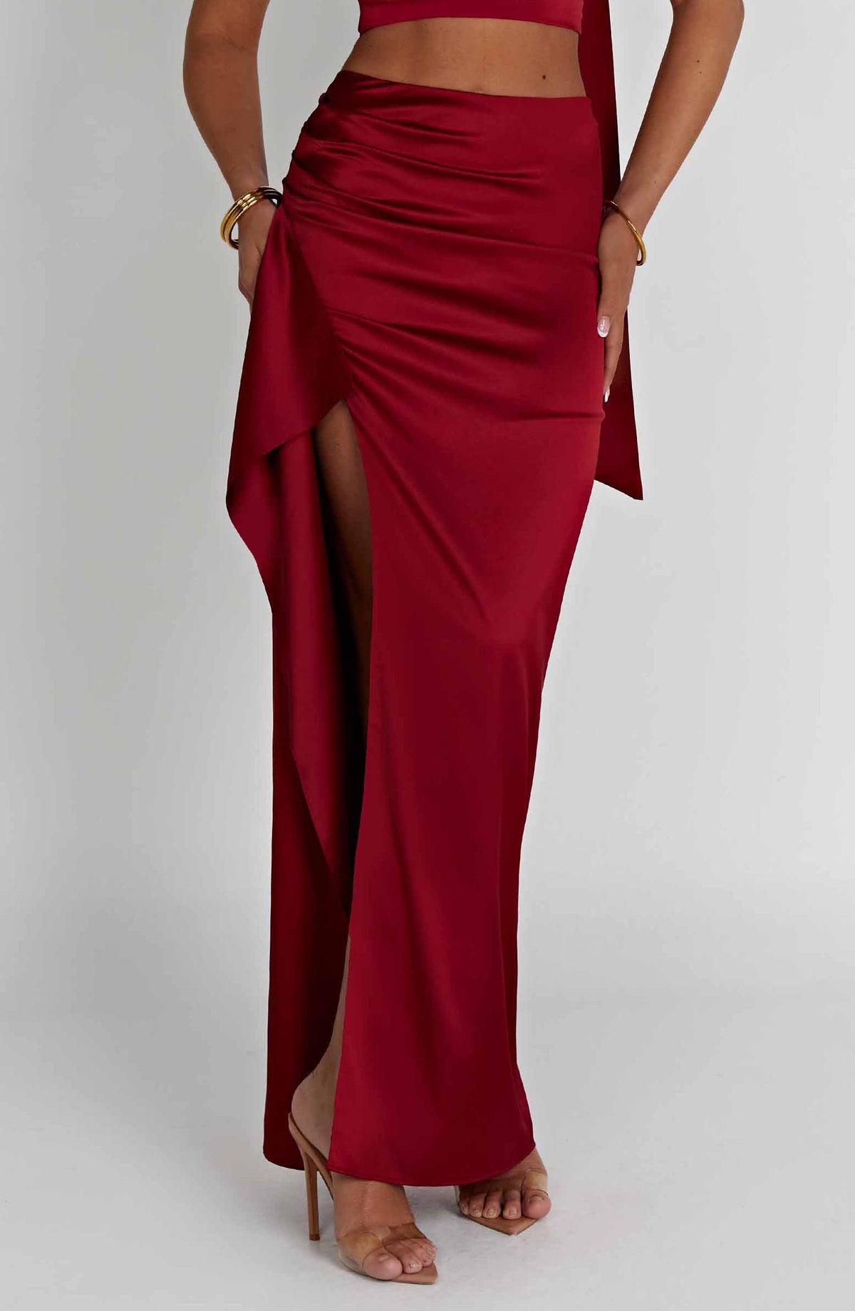 Halsea Maxi Skirt in Wine