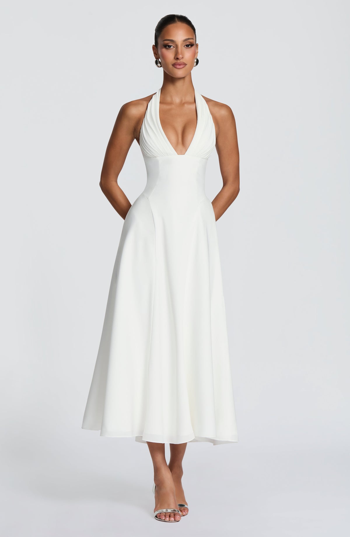Haylen Midi Dress in Ivory