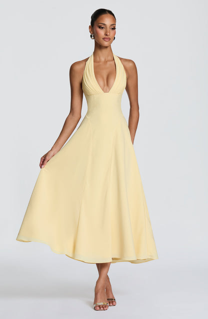 Haylen Midi Dress in Lemon