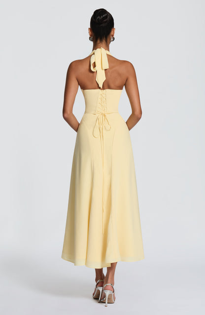Haylen Midi Dress in Lemon