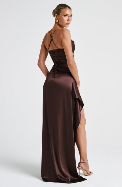 Helena Maxi Dress in Plum Brown
